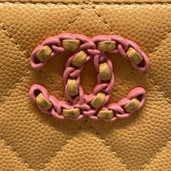 Auth CHANEL CHANEL19/Matelasse AP3716 Orange Grained Calfskin Coin Case - Picture 11 of 11